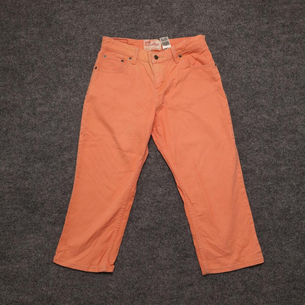 Levi Strauss Signature Capri Jeans Womens 8 Orange Mid Rise Stretch Denim Casual
